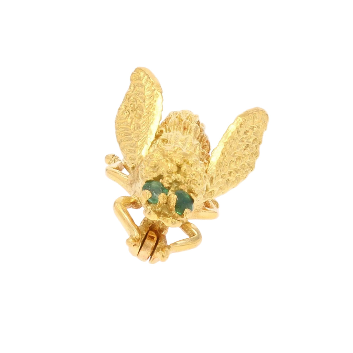 Broche Abeille en or jaune et émeraudes