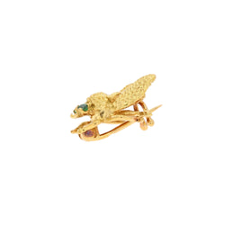 Bee brooch in yellow gold and emeralds