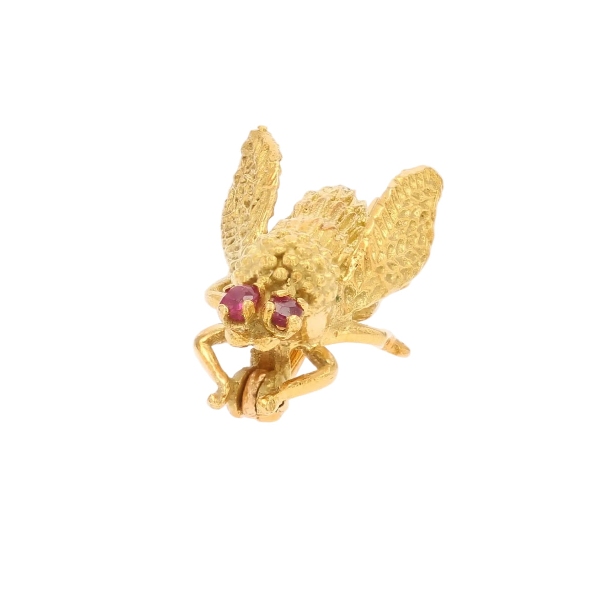 Broche Abeille en or jaune et rubis