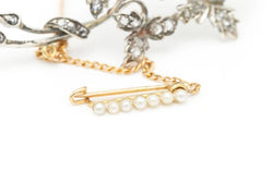 Broche Napoléon III en or jaune, argent, perles et diamants - Castafiore