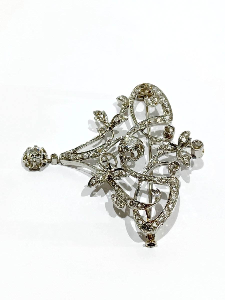 Broche Napoléon III or blanc et diamants - Castafiore