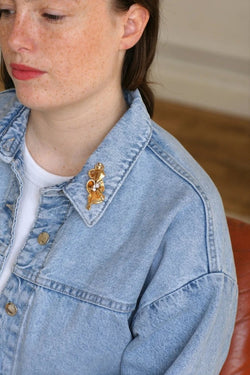 Broche Noeud Années 50 Diamants Or Rose - Castafiore