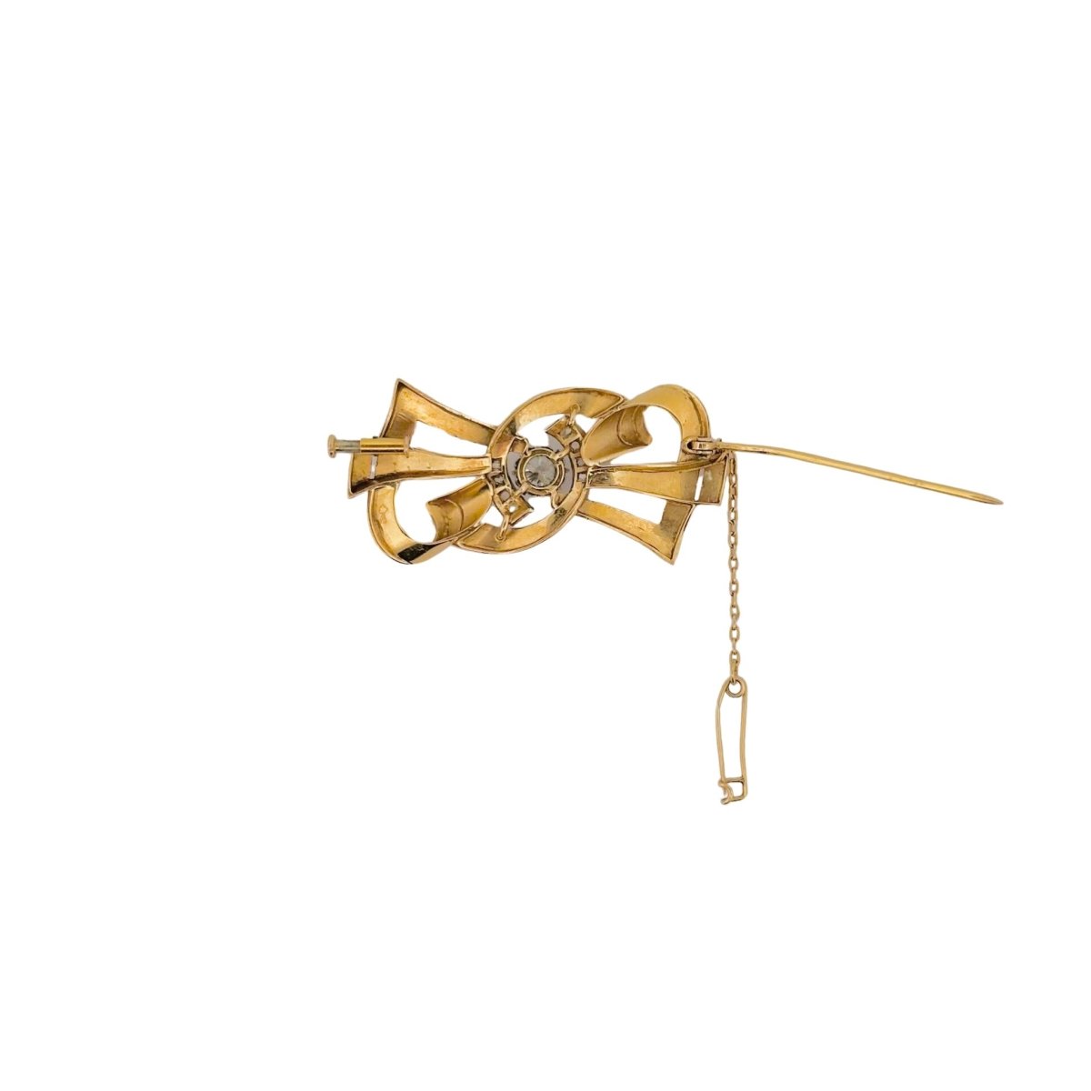 Broche Noeud en or jaune et diamants - Castafiore