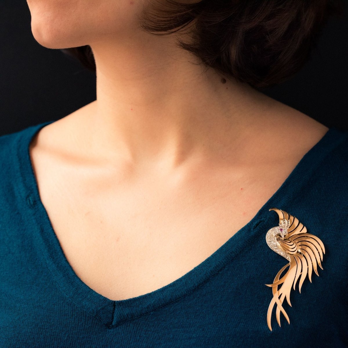 Broche oiseau de paradis diamants - Castafiore