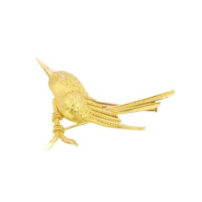 Broche Oiseau en or jaune et diamant - Castafiore