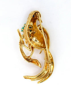 Broche oiseau en or jaune, saphir et diamant - Castafiore