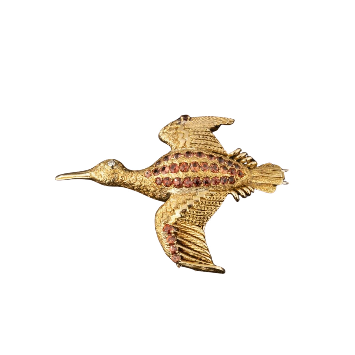 Broche oiseau en or jaune signée HERMES - Castafiore