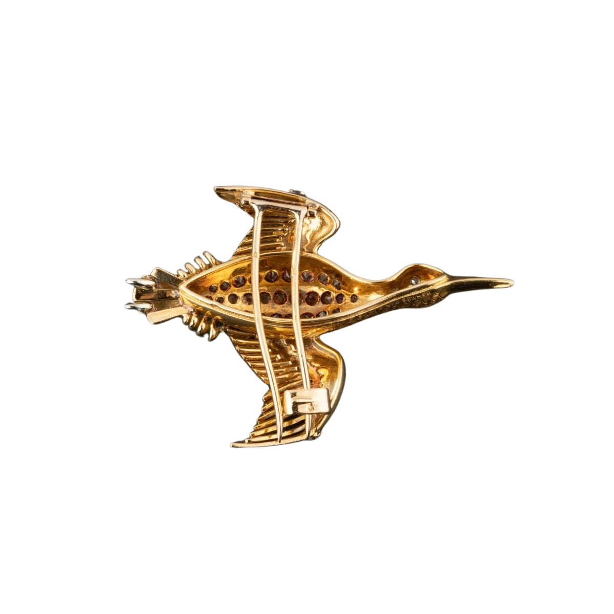 Broche oiseau en or jaune signée HERMES - Castafiore