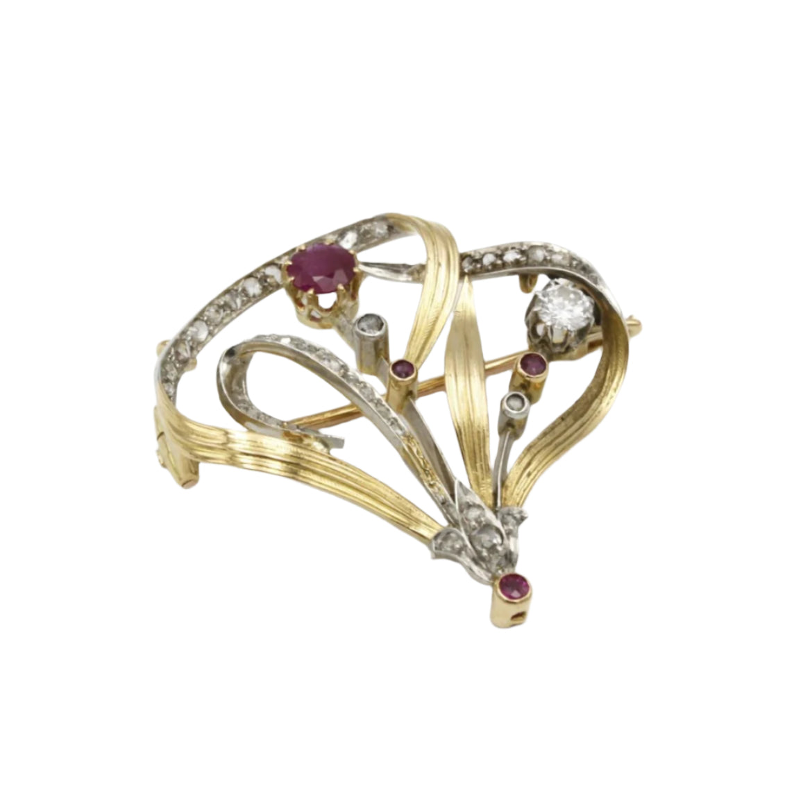 Broche - Or, Diamants & Rubis - Castafiore