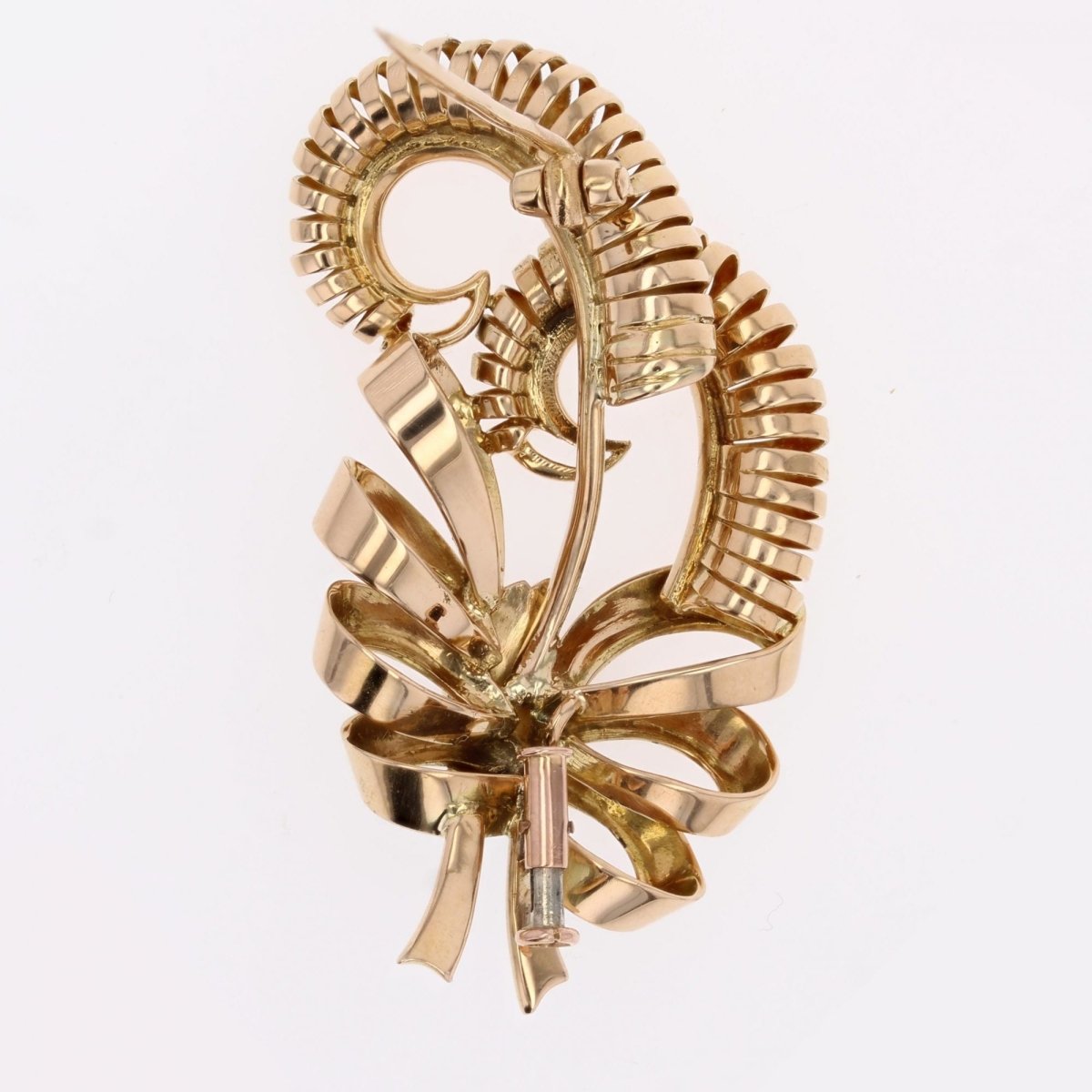 Broche or rose rétro diamant - Castafiore