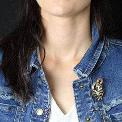 Broche or rose rétro diamant - Castafiore