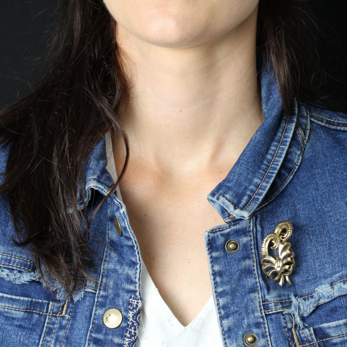 Broche or rose rétro diamant - Castafiore