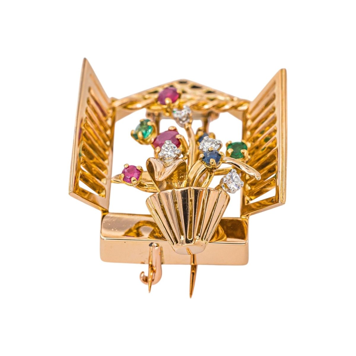 Broche Or rose Rubis - Castafiore