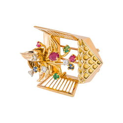 Broche Or rose Rubis - Castafiore