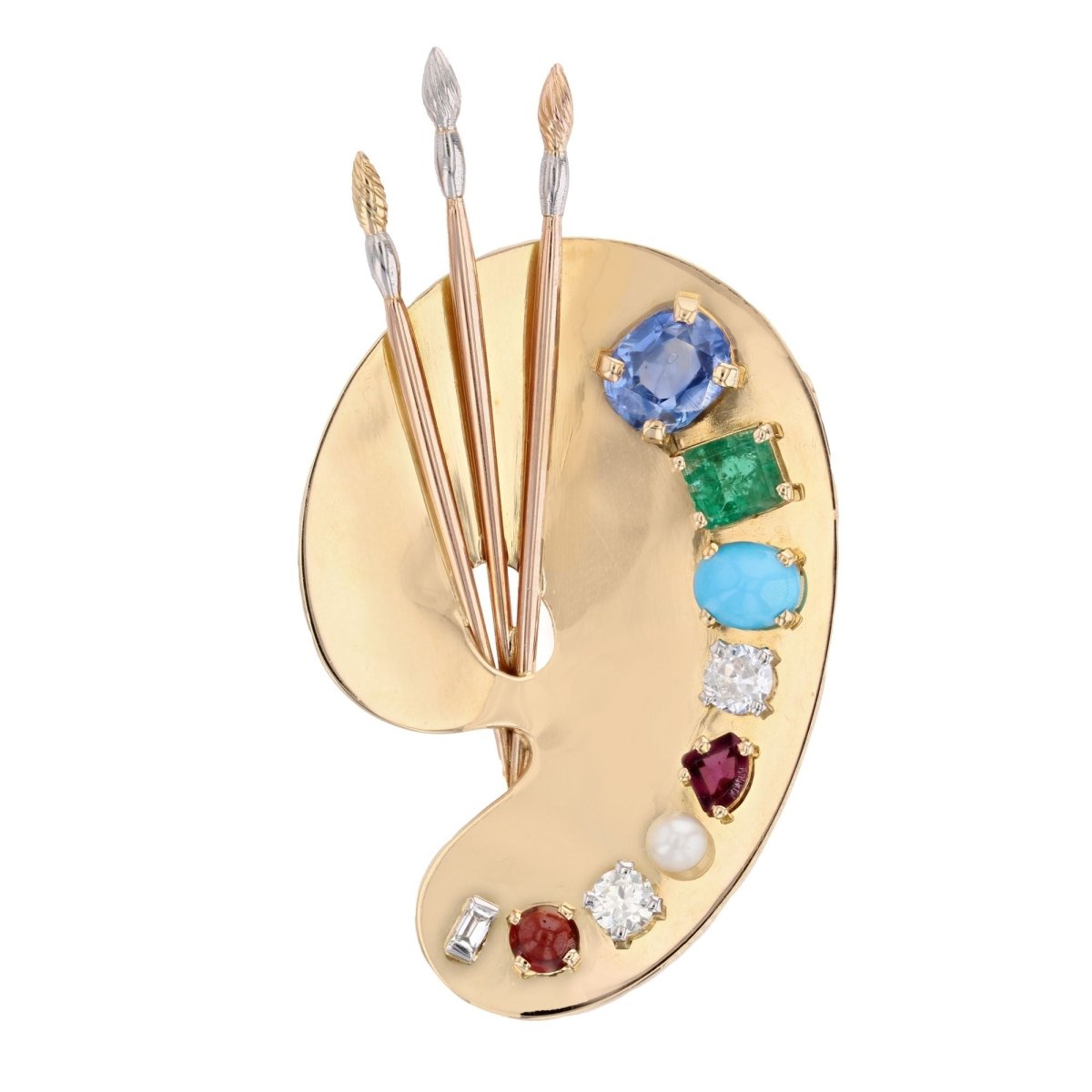 Broche palette du peintre pierres précieuses - Castafiore
