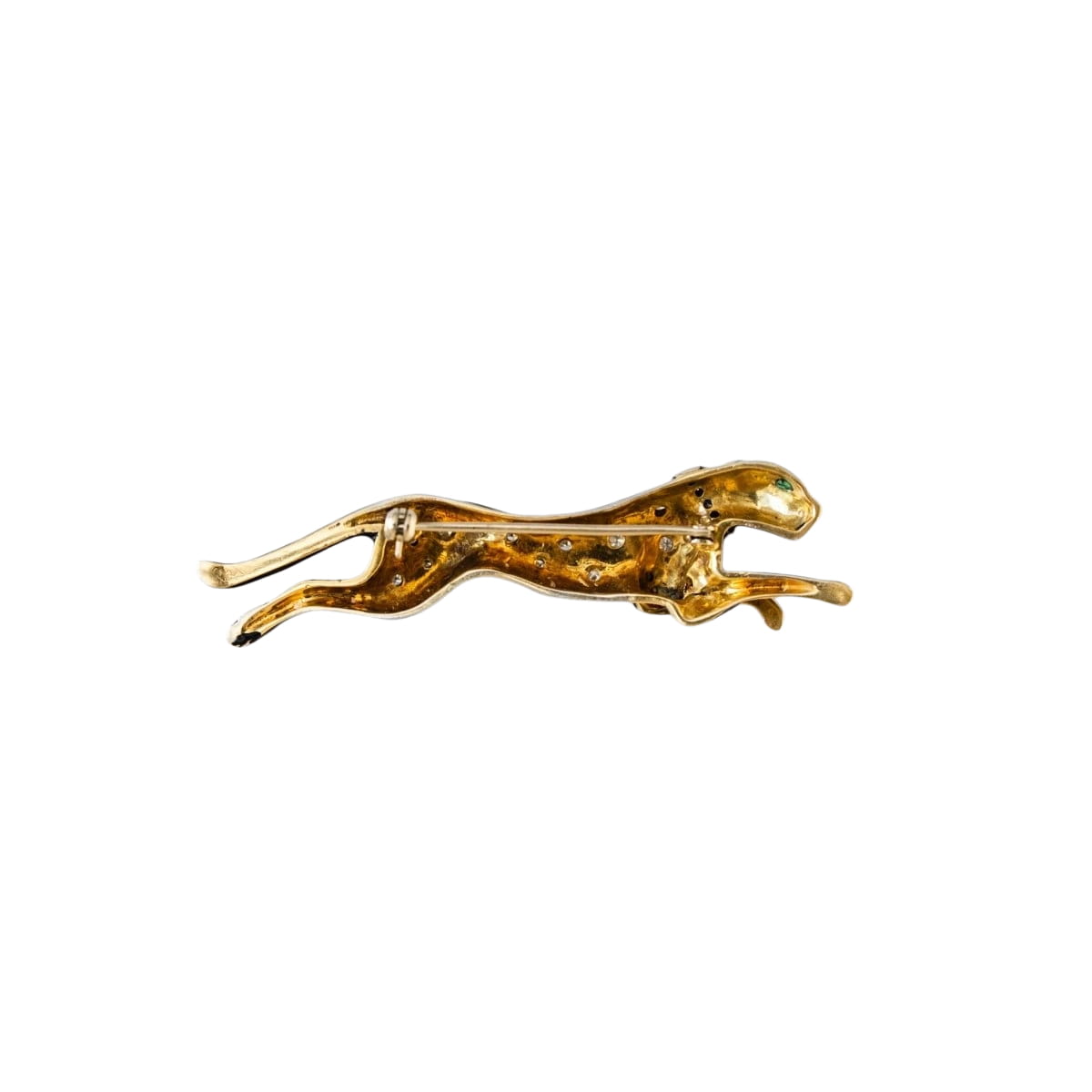 Broche panthère André VASSORT en or jaune et émail noir - Castafiore