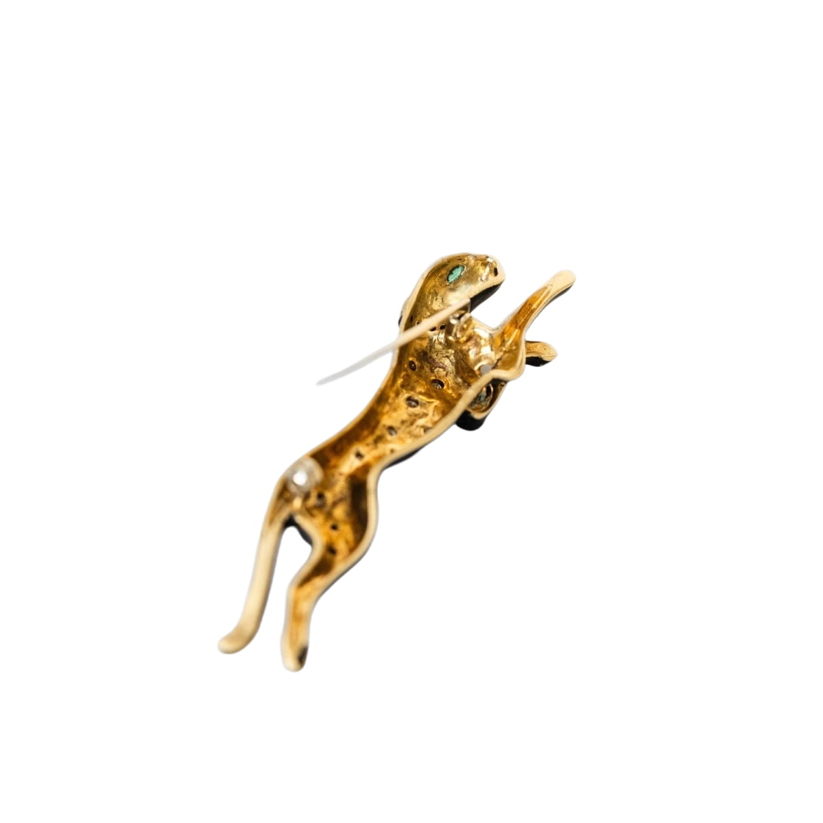 Broche panthère André VASSORT en or jaune et émail noir - Castafiore