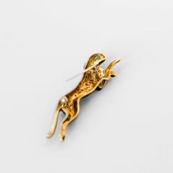 Broche panthère André VASSORT en or jaune et émail noir - Castafiore