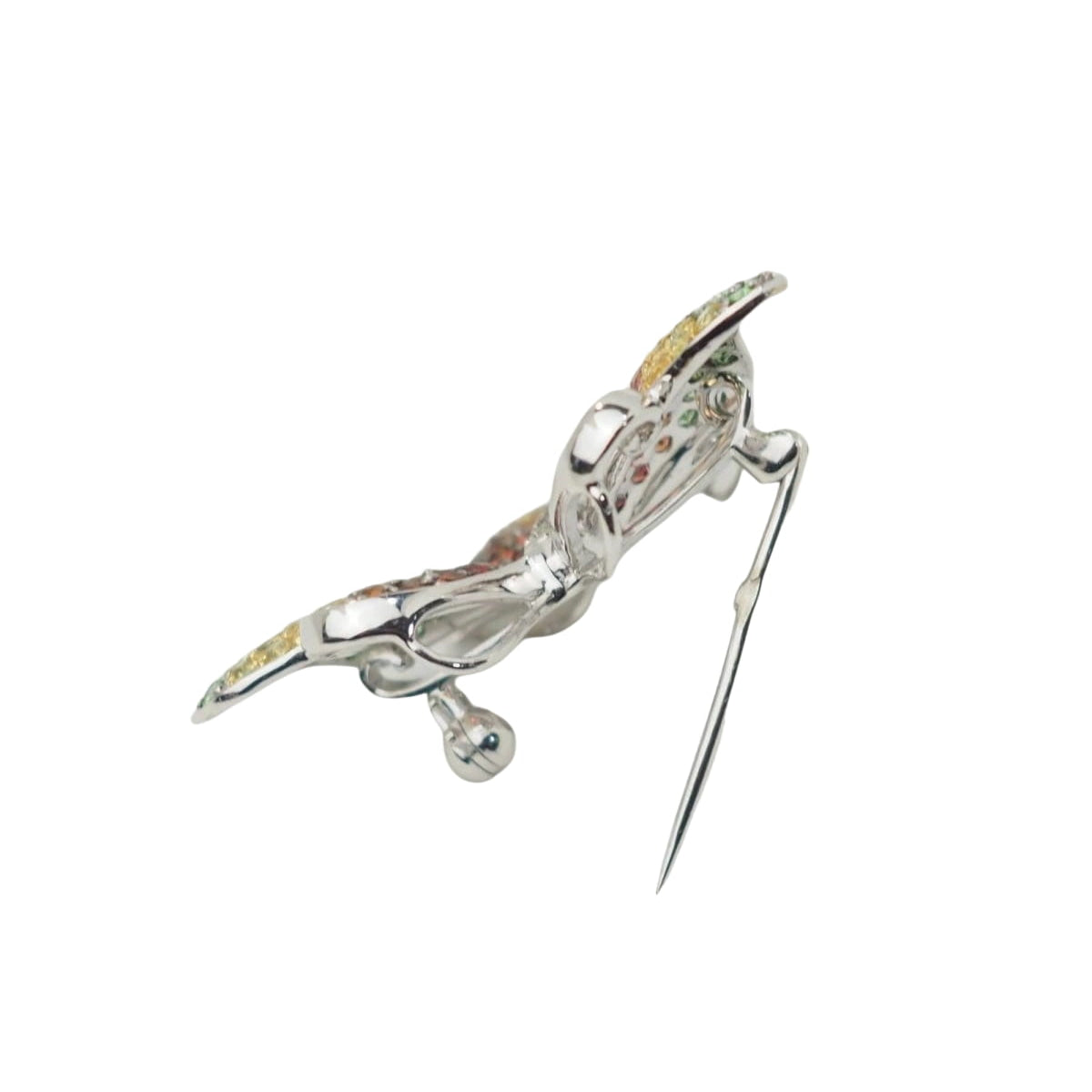 Broche papillon en or blanc, citrine, topaze et péridot - Castafiore