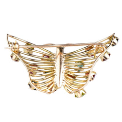 Broche Papillon en or jaune et pierres fines - Castafiore