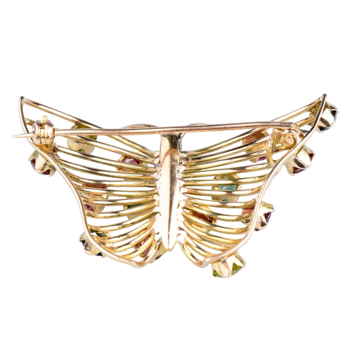 Broche Papillon en or jaune et pierres fines - Castafiore