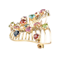 Broche Papillon en or jaune et pierres fines - Castafiore