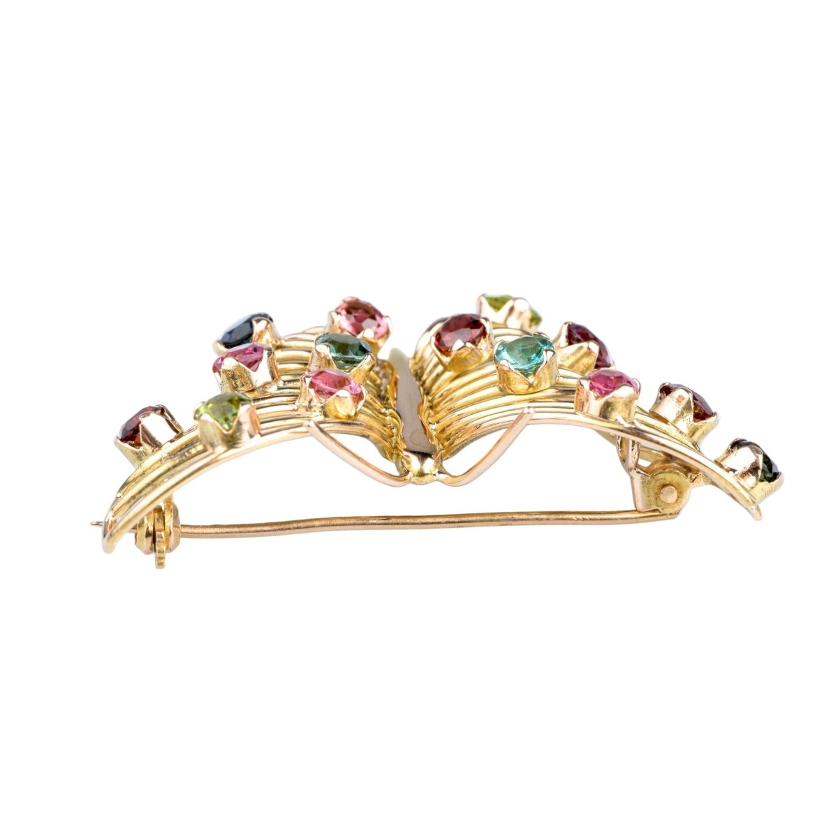 Broche Papillon en or jaune et pierres fines - Castafiore