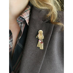 Broche passementerie or jaune rubis calibrés - Castafiore