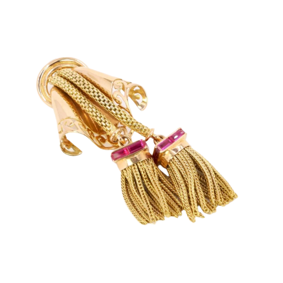 Broche passementerie or jaune rubis calibrés - Castafiore