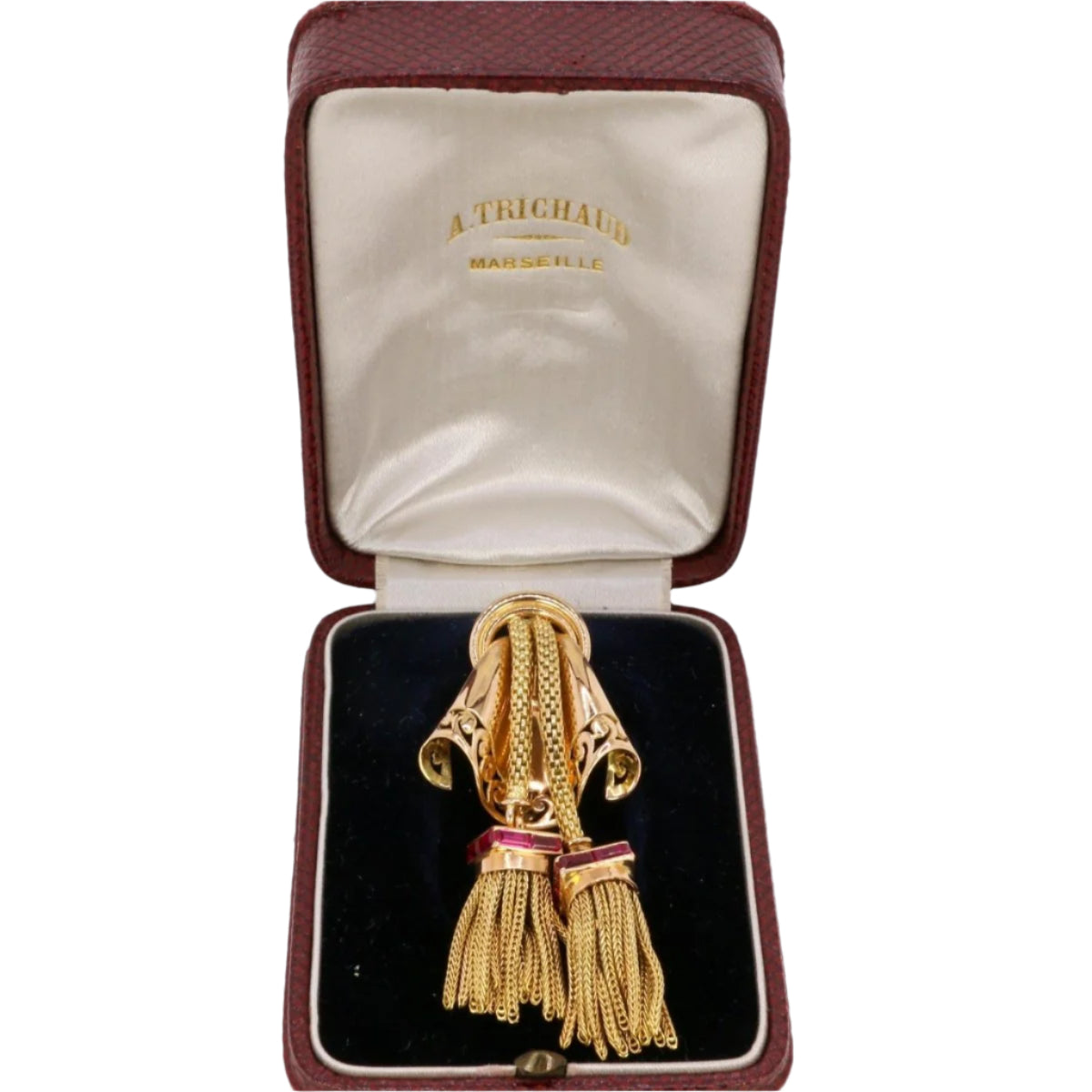 Broche passementerie or jaune rubis calibrés - Castafiore