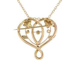 Broche pendentif ancienne en or jaune et perles fines - Castafiore