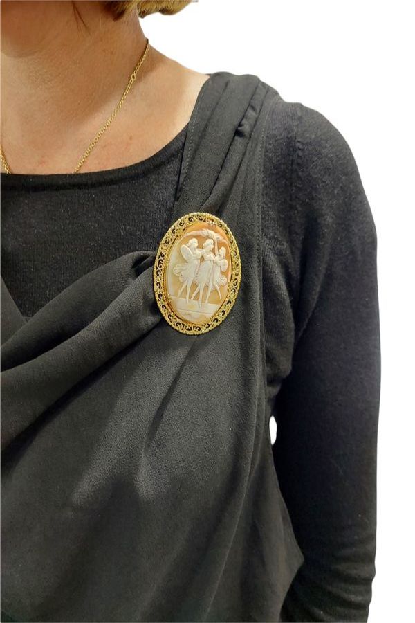 BROCHE PENDENTIF CAMÉE ART NOUVEAU - Castafiore