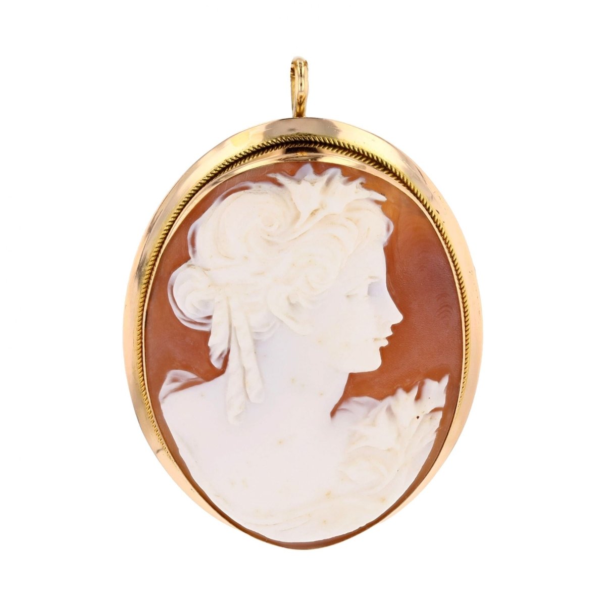 Broche pendentif camée en or jaune - Castafiore