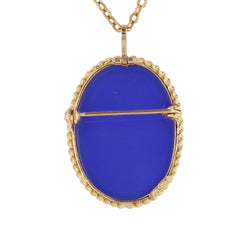 Broche pendentif camée pâte de verre