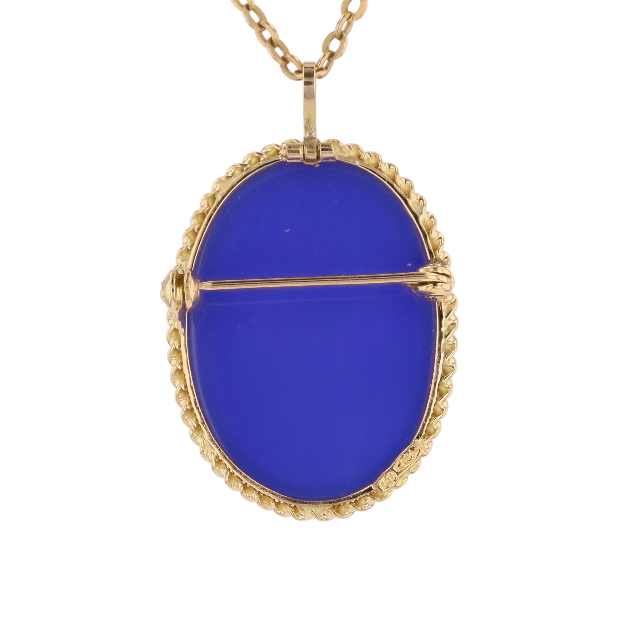 Broche pendentif camée pâte de verre