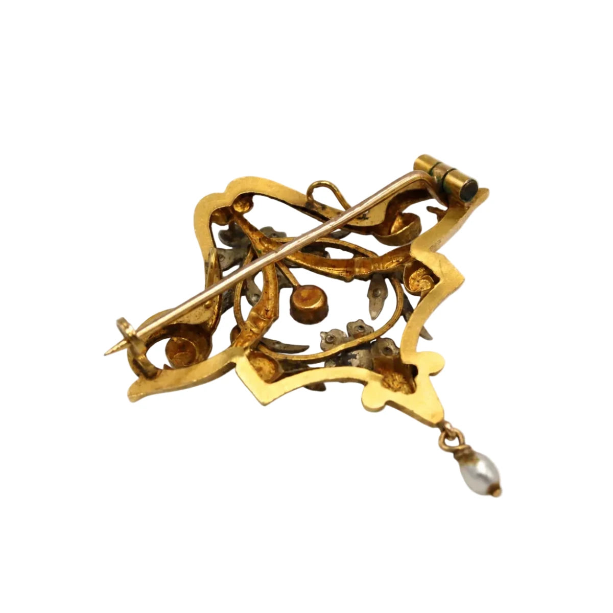 Broche Pendentif en or blanc, or jaune, grenats, perle et diamants - Castafiore