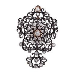 Broche-Pendentif en or jaune, argent et diamants - Castafiore