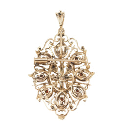 Broche pendentif en or jaune, emeraude et perles de culture - Castafiore