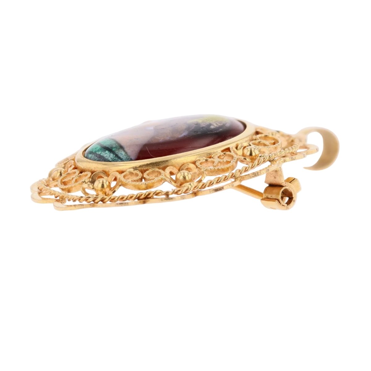 Broche Pendentif en or jaune et émail - Castafiore