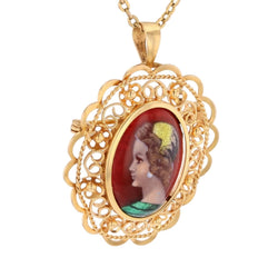 Broche Pendentif en or jaune et émail - Castafiore