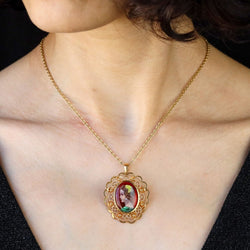 Broche Pendentif en or jaune et émail - Castafiore