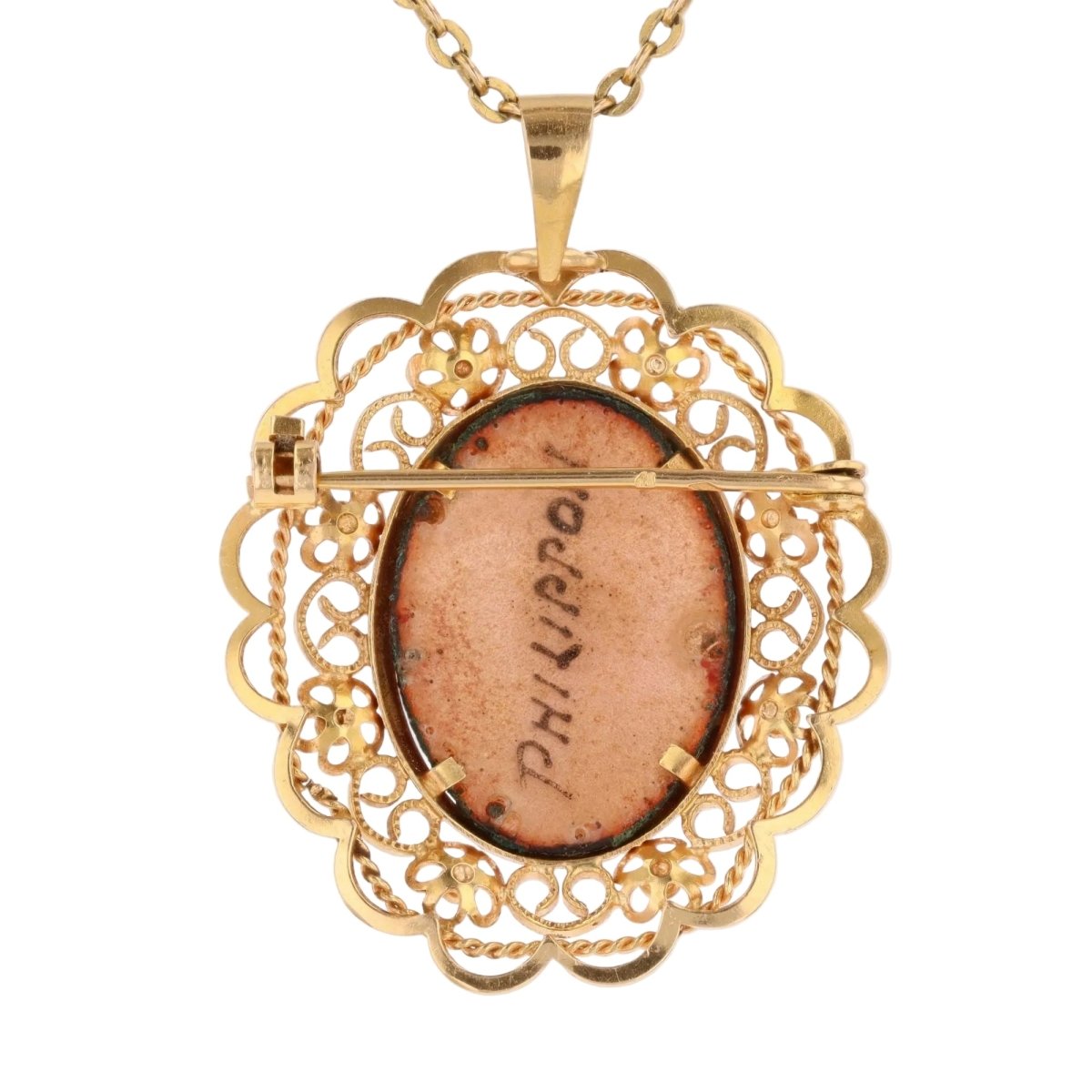 Broche Pendentif en or jaune et émail - Castafiore