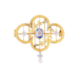 Broche Pendentif en or jaune, perle et diamants - Castafiore