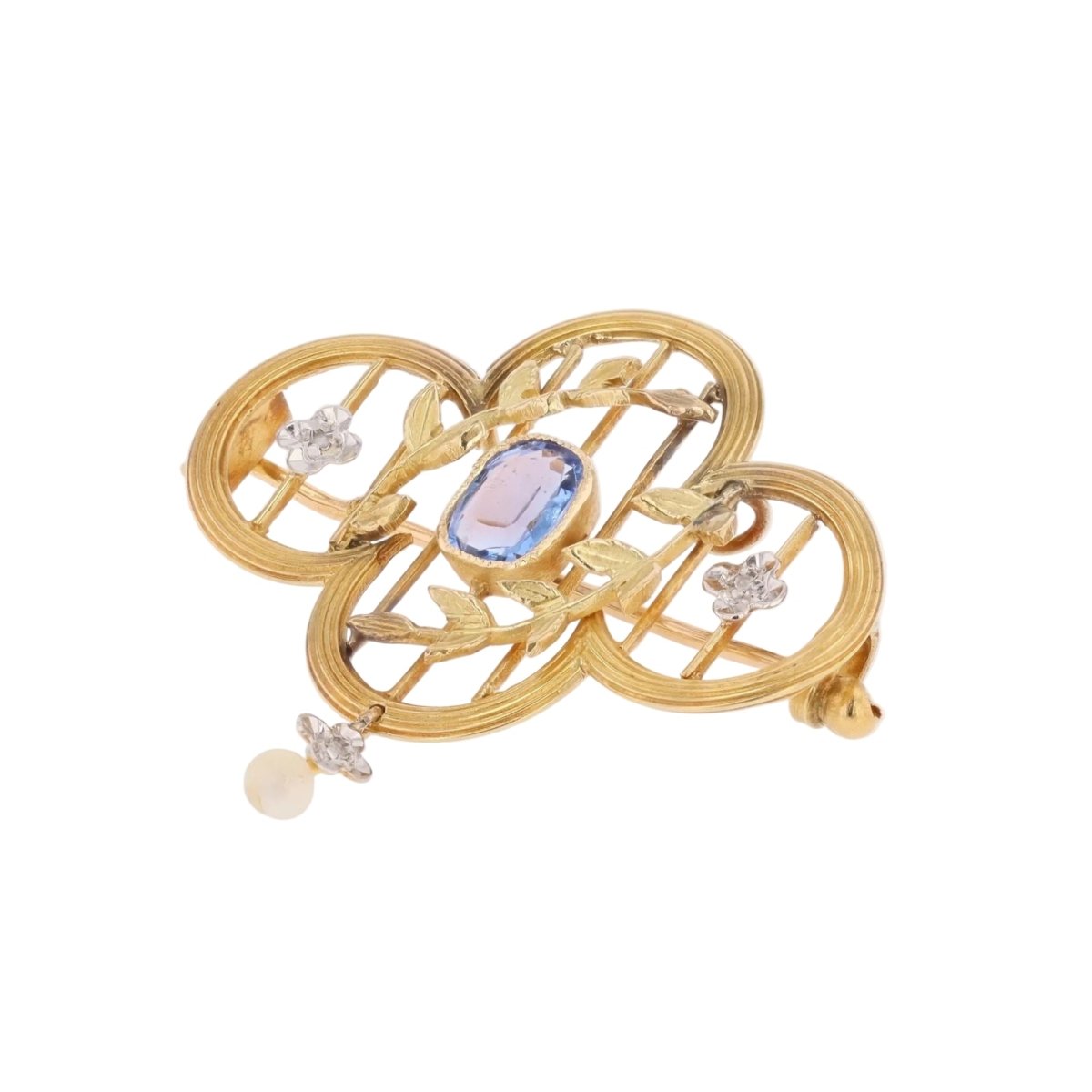 Broche Pendentif en or jaune, perle et diamants - Castafiore