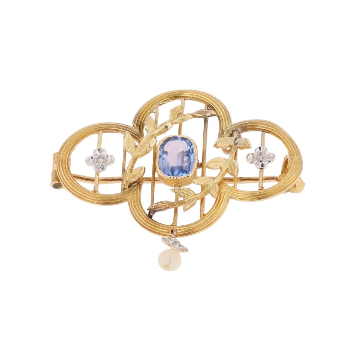 Broche Pendentif en or jaune, perle et diamants - Castafiore