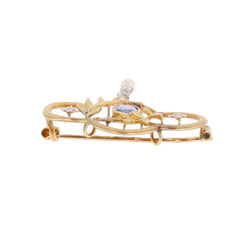 Broche Pendentif en or jaune, perle et diamants - Castafiore