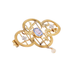 Broche Pendentif en or jaune, perle et diamants - Castafiore