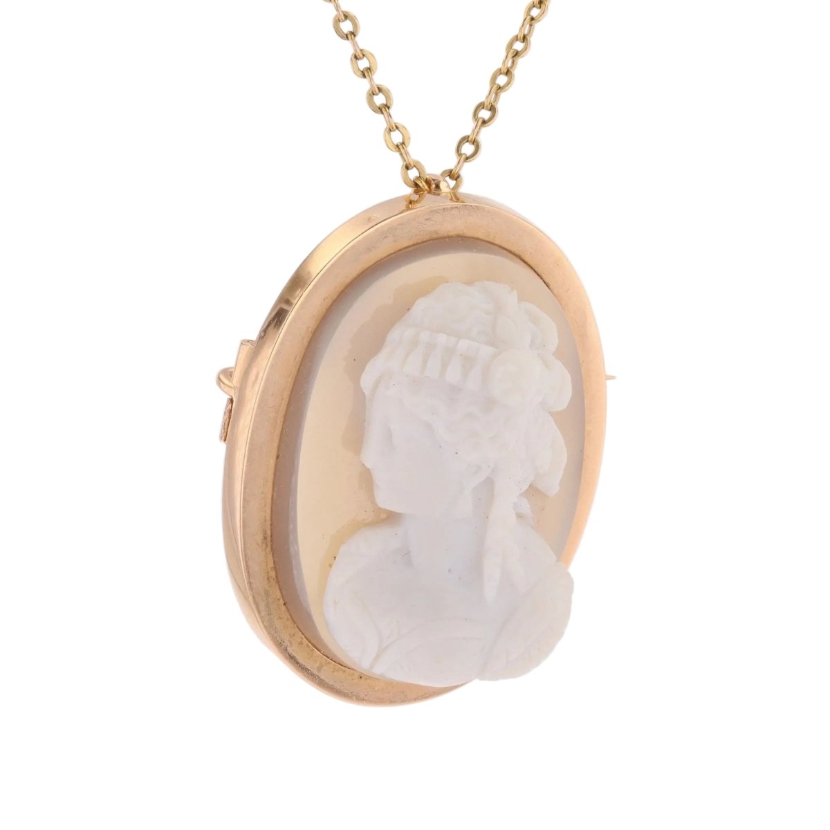 Broche Pendentif en or rose, camée et agate - Castafiore
