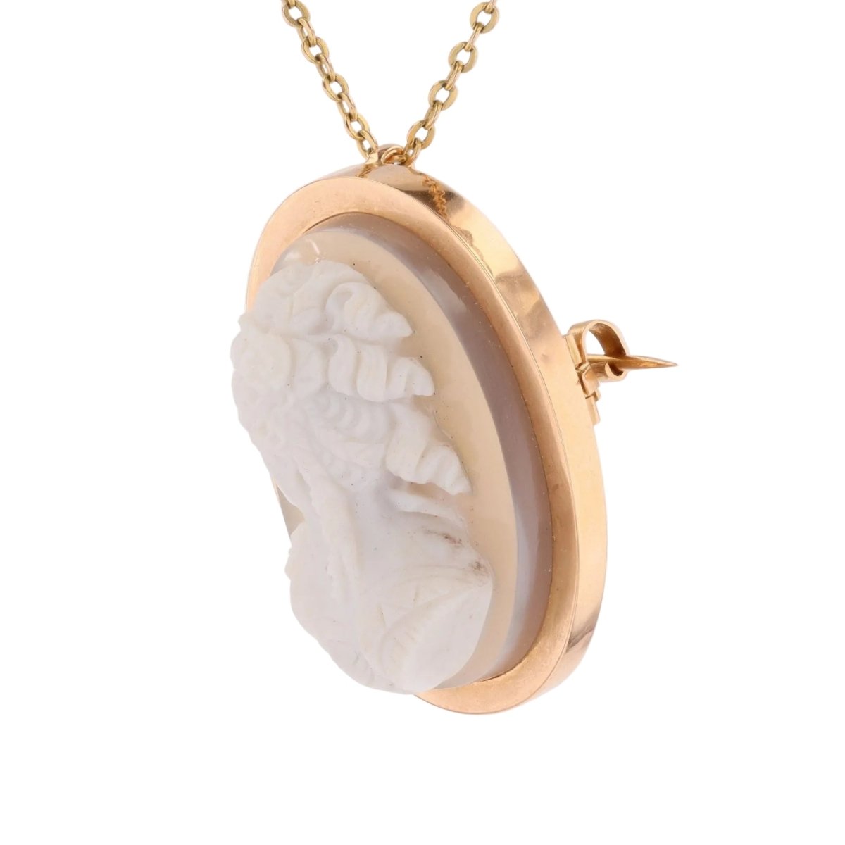 Broche Pendentif en or rose, camée et agate - Castafiore