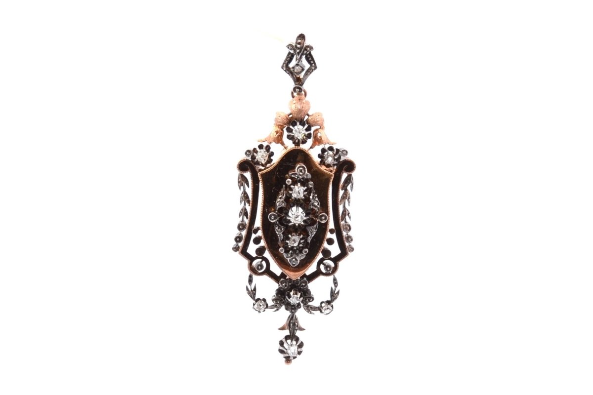 Broche pendentif en or rose et diamants - Castafiore